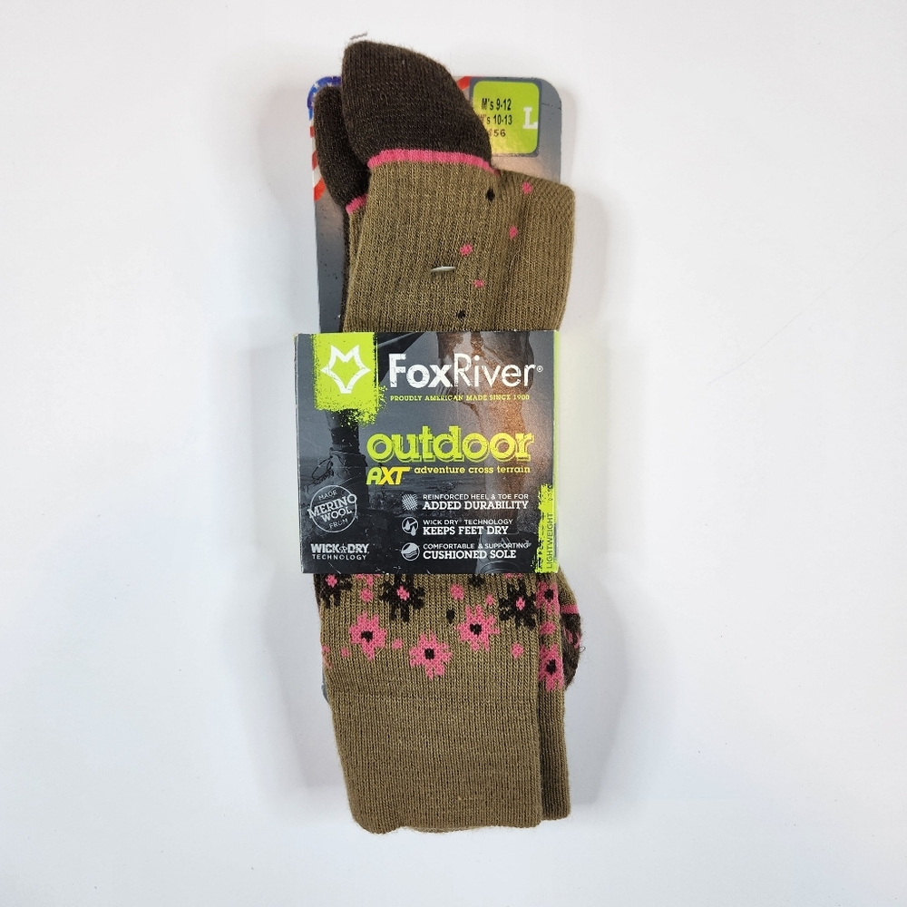 Fox River Merino Wool Socks Outdoor AXT Brown Pink Socks Size Large